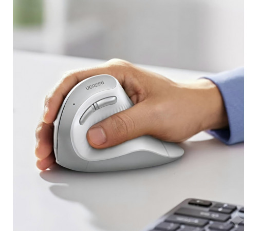Мышь | UGREEN MU008 Ergonomic | цвет: белый | 2.4 ГГц + Bluetooth | вертикальная, бесшумная